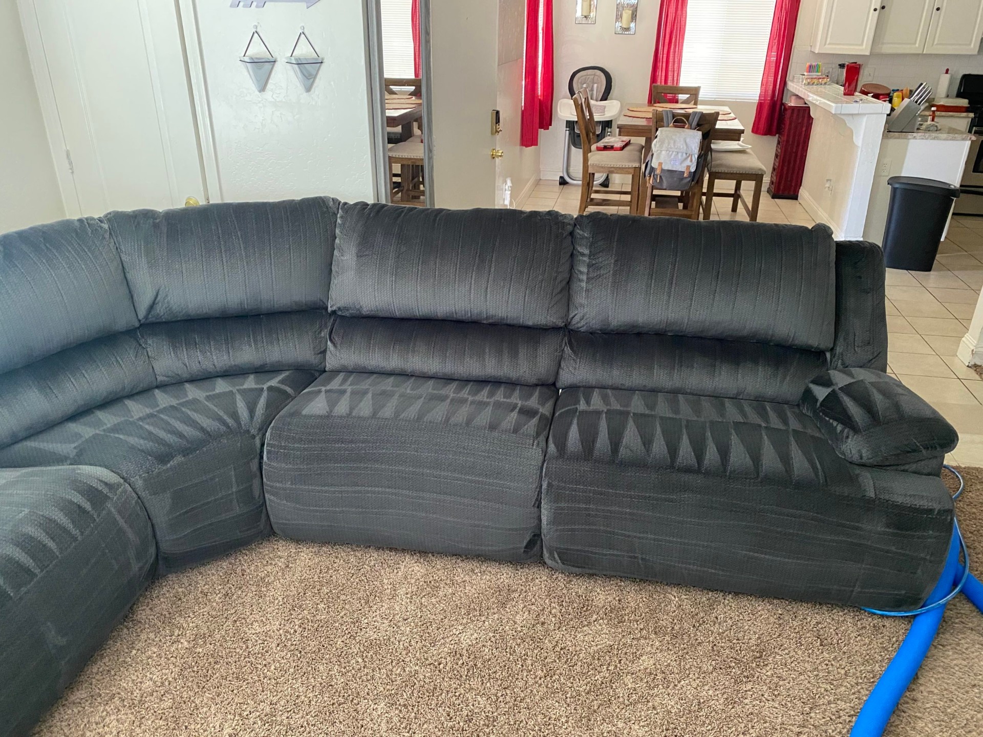 Upholstery cleaning in progress